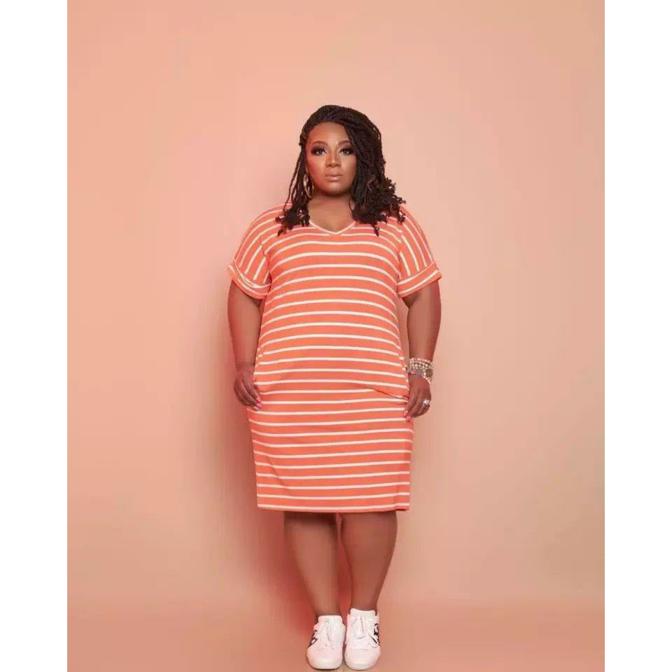 Casual Plus Size Stripe Print Dress – YELLOW SUB TRADING